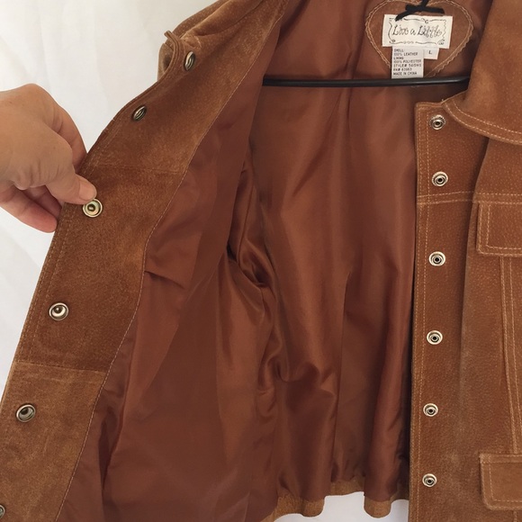 Brown suede jacket with snap buttons - Picture 3 of 12